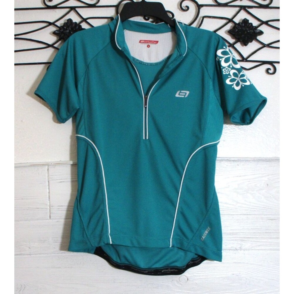 Bellwether Women’s Cycling Top Short Sleeve 1/4 Zip Shirt Size L Teal